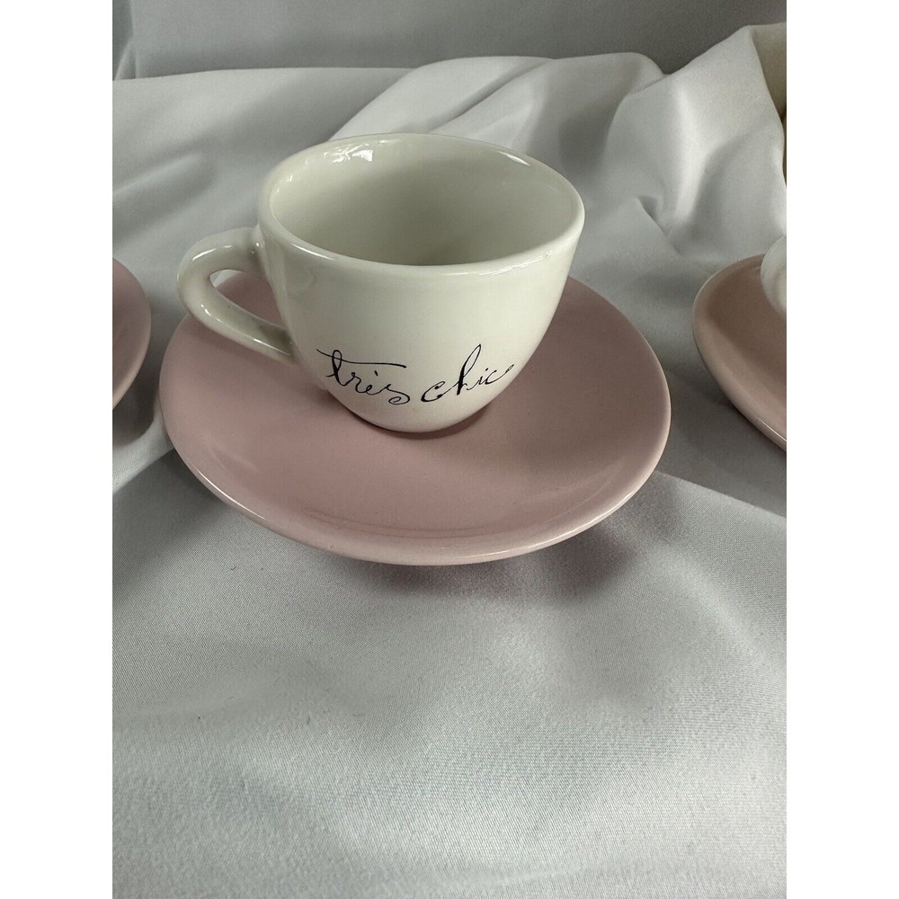 Ooh La La Espresso Cups And Saucers Set Of 4 ROSANNA French Style Retro Style - Picture 9 of 16
